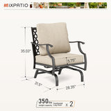 MIXPATIO, 2 Pack, Metal, Patio Rocking Chairs, 5.75" Cushions, Beige