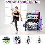 Weight Rack for Dumbbells, Dumbbell Rack Weight Stand, VOPEAK Home Gym Storage Rack for Yoga Mat Kettlebells and Strength Training Equipment, Weight Storage Holder Rack for Dumbbells with Wheels VOPEAK