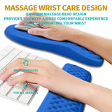 Hokafenle 2 in 1 Ergonomic Mouse Pad Wrist Support & Wrist Rest for Computer Keyboard Set, with Relieve Carpal Tunnel Pain Massage Bulge and Full Memory Gel Design (2In1 Set, Dg Blue)