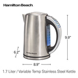 1.7 Liter Temperature Control Electric Kettle, Water Boiler & Heater, Fast 1500 Watts, BPA Free, Cordless, Auto-Shutoff Hamilton Beach