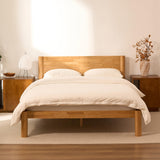 FLEXISPOT Hako G2 Japanese Joinery Bed Frame, Solid Rubberwood Queen Platform Bed with Storage Headboard, IAS&SGS Certified, Japandi Minimalist Style, No Tools Assembly, 10-Year Warranty, Natural Oak