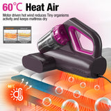 Vacuum Cleaner 15Kpa Bed Vacuum Cleaner 273nm UV-C Light & Ultrasonic Heating Tech 400W Handheld Vacuum Wide Suction Port BYHUME