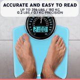 Adamson Hybrid 2-in-1 Analog & Digital Weighing Scale for Body Weight up to 400lbs - Thick Tempered Glass - Extra Large Display - Easy to Read Digital Bathroom Scale - New - Light Blue