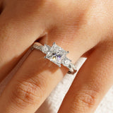 MSBLUE® Moissanite Engagement Ring, 1.5CT Princess-Cut Size 9