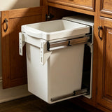 Under Cabinet Pull-Out Trash Can - Dual Recycle Bin with Odor Control, Non-Sliding Design for Kitchen Cabinet - Space-Saving Gray Trash Organizer for Home Use
