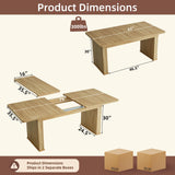 LEYAOYAO Extendable Dining Table for 4-6,63"–79" with Fluted Base(Natural)