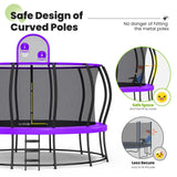 Zupapa 1800LBS Capacity No-Gap Design 16 15 14 12FT Trampoline with Safety Enclosure Net