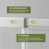 KPUY Pivot Shower Door, 42-48" W x 72" H Semi-Frameless Swing Glass Shower Door with Explosion-Proof Film Nano Coating, 1/4" (6mm) Thick Tempered Clear Glass, Brushed Nickel