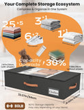 TOSKING 2-Pack Under Bed Storage Drawers with Wheels, 6 Vacuum Bags, 7.9" Height, Large 65L/80 lbs Clear Lid Rolling Bin, 900D Oxford, Space Saver for Dorm Bedroom, Blankets, Clothes, Shoes, Black