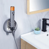 Oukimly Hair Dryer and Straightener Holder Wall Mounted, Curling Iron Holder Adhesive, Blow Dryer Holder Wall, Bathroom Hair Tool Organizer for Flat Irons,Curling Wands,Styling Tools (Silver, 1Pc)