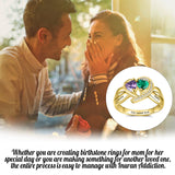 Oseew Gold family rings for women yellow gold 14k gold mom ring mothers day rings 2 birthstones yellow gold gold 2 stone mothers ring 10k gold Ring for mother Engraving 2 names