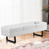 Waiting Room Chairs, Heavy Duty Office Guest Reception Bench, Faux Leather (Cream White) BarberPub
