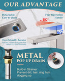 KUZOR Single Hole Bathroom Sink Faucet with Pop-Up Drain, Brushed Nickel