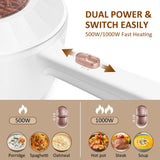 Bear Hot Pot Electric, 2L Multifunctional Portable Cooking Pot, 1000W Rapid Noodles Electric, Non-Stick Frying Pans for Steak, Egg, Ramen, Oatmeal With Dual Power Adjustment