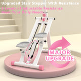 KINMAC Stair Stepper with Adjustable Resistance for Home - Upgrade Climber Workout Machine with LCD Tracking & Space-Saving Design | Ideal for Home Gym, Apartment & Office (White Pink)