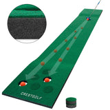 Crestgolf Mat Game Set Green Mat, Putting with 2 Adjustable Putters, 6 Golf Balls,12 Golf Hole Covers for Indoor&Outdoor Short Game Office Party Backyard Use