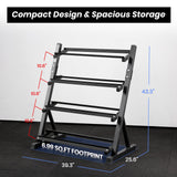 LIONSCOOL Adjustable Dumbbell Rack Stand, 4 Tier Heavy Duty Weight Storage Dumbbell Rack for Dumbbells & Kettlebells, Compact Space-Saving Organizer Stand for Home Gym, 1000+ LB Capacity