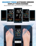 ABLEGRID Smart Body Fat Scale, Rechargeable Digital Bathroom Scale for Body Weight, Gradient Trends and Difference in Change Display, 22 Body Metrics, BMI, Muscle Mass, Heart Rate, Water Weight, 400lb