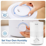 LEVOIT - Humidifiers for Bedroom - Quiet (3L Water Tank) - Cool Mist/Top Fill/Essential Oil Diffuser/25Watt - Home/Large Room - 360° Nozzle - Rapid Ultrasonic Humidification for Baby Nursery/Plant