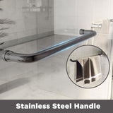 Shower Doors Glass Sliding,Semi-Frameless,1/4" Inch Sgcc Tempered Glass,Stainless Steel Pull Handle,Tempered Glass,Easy to Clean,Matte Black (Brushed Nickel, 60" W x 60" H)