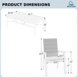 MFSTUDIO 9 PCS Patio Dining Set, Rectangular Metal Table & Aluminum Chairs