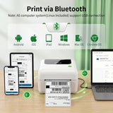 Bluetooth Thermal Shipping Label Printer with Built-in Label Bin, Wireless 4x6 Label Printer for iPhone, Android, Windows & Mac, Includes 50 Labels, Works with USPS, UPS, Amazon, Etsy, Shopify, White