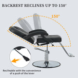 Makaseiya Barber Chair Salon Chair for Hair Stylist with Heavy Duty Hydraulic Pump,Height Adjustment 360° Rotation Shampoo Chair for Tattoo Shampoo Beauty Salon Equipment
