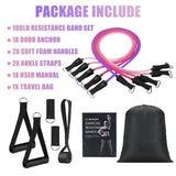 WIKDAY Exercise Resistance Bands with Handles for Working Out 100 Lbs Purple Workout Bands Set with Door Anchor for Woman Physical Therapy, Yoga, Pilates