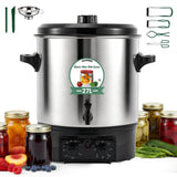 Huanyu Electric Water Bath Canner Automatic 28.5QT Large Canning Pot 2000w Adjustable Temp&Timer with Drain Tap Includes Jar Lifter, Funnel for Preserving Canned Food, Jam, Sauce, Soup Homeuse