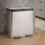 Kohler K-23828-ST 82-Liter Stainless Steel Dual-Bin Step Trash Can, Fingerprint Resistant, Soft-Close Lid, Kitchen or Office