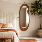 WallBeyond Asymmetrical Full Length Wooden Mirror, 22.5" x 63" Irregular Solid Wood Wall Mirror, Boho Decor for Bedroom Living Room Entryway, Mid-Century Modern, Natural