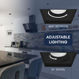 LUXRITE 1-Head Regressed Trimless Gimbal LED Recessed Spotlight, 360°+15° Swivel Rotation, 5CCT 2700K-5000K, CRI90, 15W, 1000 Lumens, 60° Beam, Square Black, Dual Dimmable, IC & Wet Rated (4 Pack)