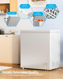 Muhub 7.0 Cubic Feet Chest Freezer, White Deep Freezer with Removable Baskets, Free Standing Top Open Door Compact Freezer with Adjustable Temperature (7.0 Cu.Ft)