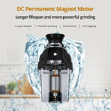 1 HP Garbage Disposal with Sound Reduction, TECASA Food Waste Disposer for Kitchen Sink, Septic Safe Garbage Disposal, Power Cord Included, Grey and Black - HyperCrush 100