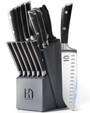 Premium Knife Set 15 Pcs Quality Kitchen Knife Set with Block, Japanese High Carbon Stainless Steel Razor Sharp Knife Block Set