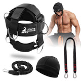 Lights Mountain Adjustable Neck Harness for Weight Training with 6 D-Rings, Includes Skull Cap, Resistance Band & Loading Strap - Adjustable Head Harness for Neck Strengthening & Resistance Workout