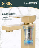KUZOR Single Hole Bathroom Sink Faucet with Pop-Up Drain, Brushed Gold