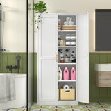 Polup 71" White Metal Kitchen Pantry Storage Cabinet with Doors and Shelves