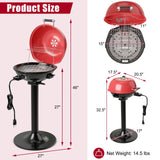 Giantex Electric BBQ Grill 1600W, Removable Non-Stick Grill Rack, Warming Rack, Oil Drip Tray, Adjustable Temperature, Portable Outdoor Electric Grill for Camping Picnic Tailgating, Red & Black