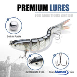 TRUSCEND Swimmax Easy Catch Fishing Lures with BKK Hooks, Wiggling, Vibrating, Rattling and Gurgling for More Bite, Heavy-Duty Dyneema Fiber Jointed Swimbaits for Bass, Trout, Walleye, Crappie, Pike
