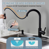 TOYWIA Touchless Kitchen Faucets with Pull Down Sprayer and Soap Dispenser, Matte Black Smart Motion Sensor Stainless Steel Sink Faucet, 1 or 3 Hole Deck Plate Mount for RV, Bar, Outdoor