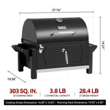 Royal Gourmet CD1519 Portable Charcoal Grill with Warming Rack, Tabletop Charcoal Grill with 303 Sq. In Cooking Area for Outdoor Camping and Picnic Grilling, Black