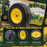 Wiltire 16x6.50-8 Tire and Wheel Assembly (2 Pack), Pre-Installed 3/4" Bushing, 3" Offset Hub, Flat Free Solid Rubber Tire, For Compatible 3/4" Axle Lawn & Garden Equipment (Yellow)