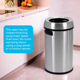 65 Liter Open Top Trash Can, Commercial Grade, Stainless Steel SIMPLI-MAGIC