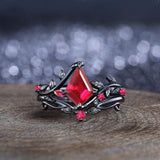 Oseew Kite Cut Engagements ring set Ruby rings for women(Ruby)