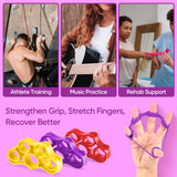 FitBeast Grip Strength Trainer – 6 Pieces Hand Therapy Kit with Finger Extension Exerciser & Stress Balls for Adults, Rehab & Strength Training – for Men, Women, and Seniors (6-Piece Bright Tones)