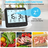 Geevon Digital Refrigerator Thermometer with Alarm, Low Battery Warning Icon, Max/Min Temperature LCD Display, Suitable