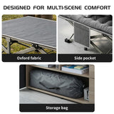 Aivernses Camping Cot, Camping Cot for Adults, Heavy Duty Folding Bed with Mattress，Portable Cot Bed with Carry Bag, Outdoor & Home Office Nap, Max Load 600 LBS, Blue