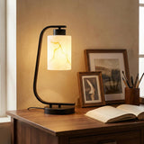 Mieloxiy Modern Industrial Table Lamp, Marble Pattern Glass Shade Desk Lamp with C-Shaped Black Metal Base, Bedside Nightstand Lamp for Bedroom, Living Room, Office, E26 Base