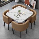 4-Piece Square Dining Table & Chair Set, Ideal for Kitchen, Office Reception, Club, Small Conference & Negotiation Room (Khaki)